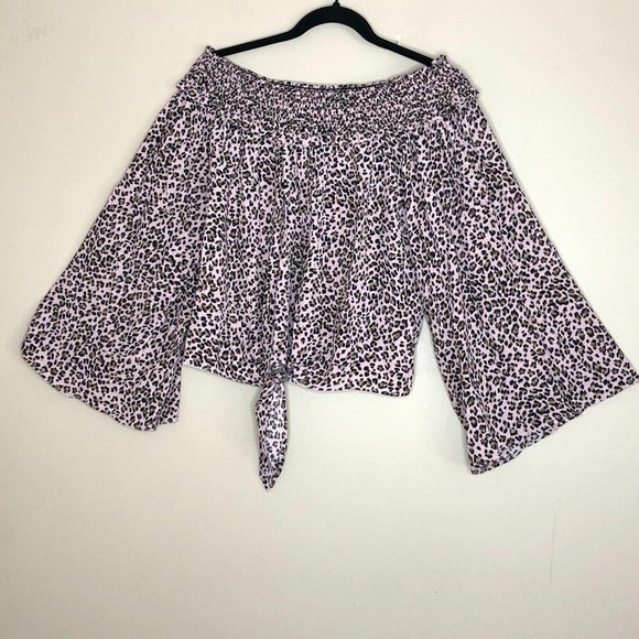 Free People FP Movement Leopard Off-Shoulder Top - Picture 8 of 15